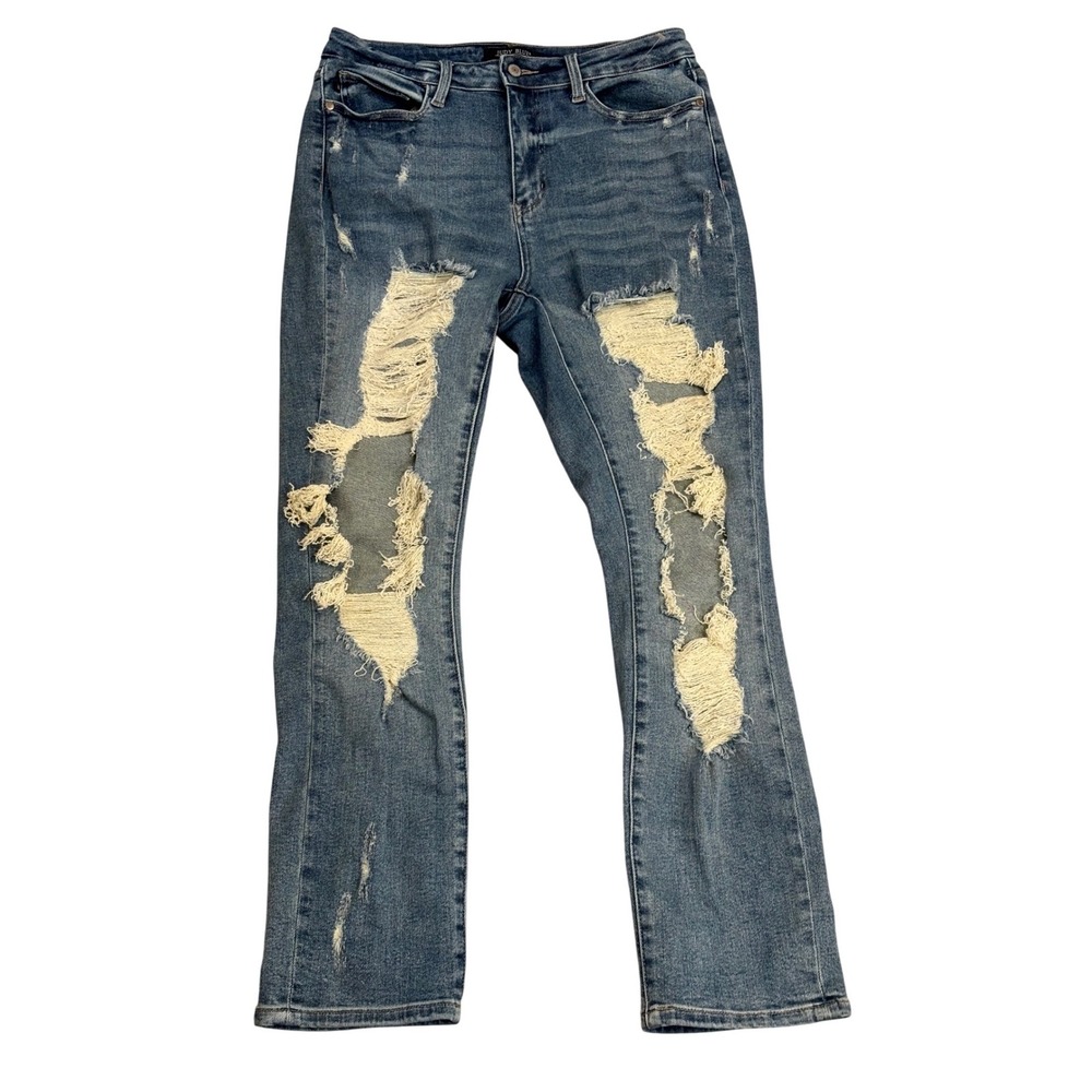Judy Blue High Waist Heavy Destroyed Straight Fit Jeans JB88446 Size 11/30